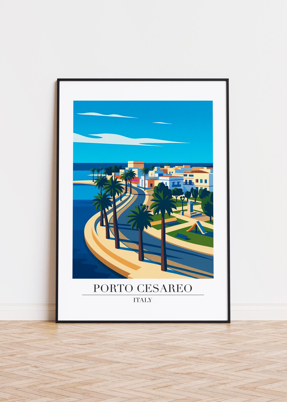 Porto Cesareo Italy Poster, Modern City Art Print