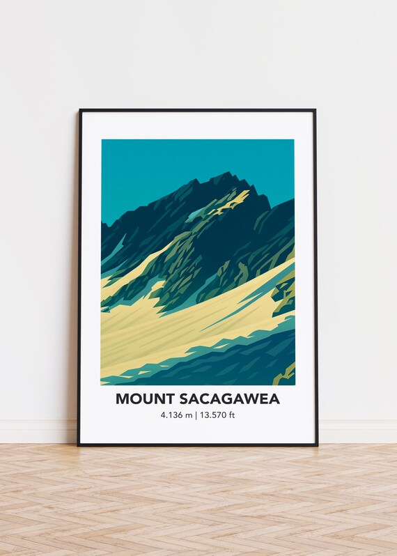 Mount Sacagawea Print Mountain Illustration Art
