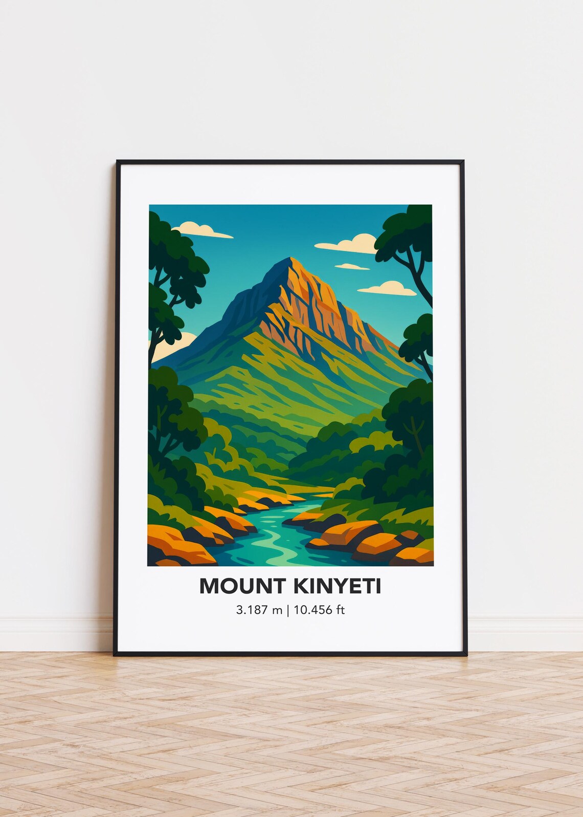 Mount Kinyeti Poster Print, Mountain Illustration