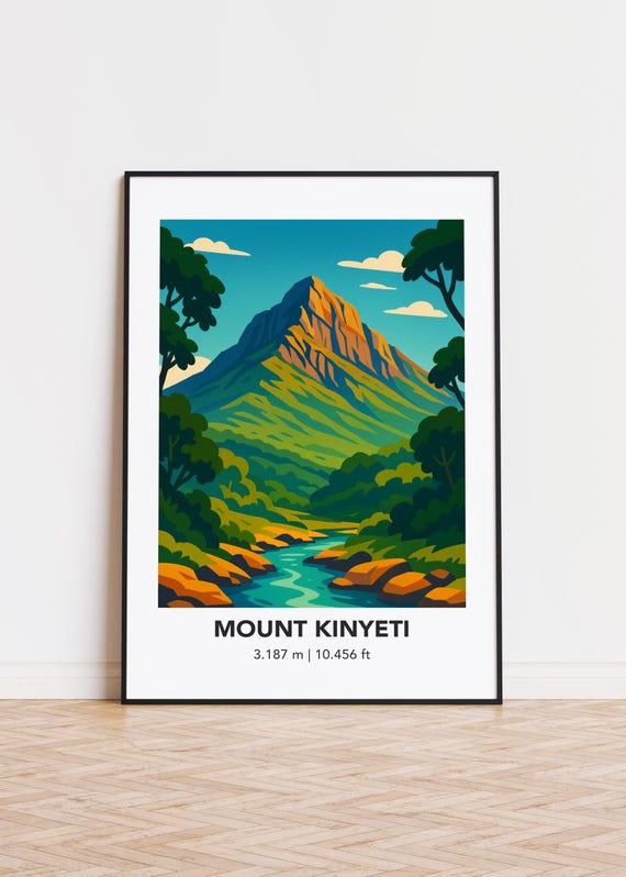 Mount Kinyeti Poster Print, Mountain Illustration