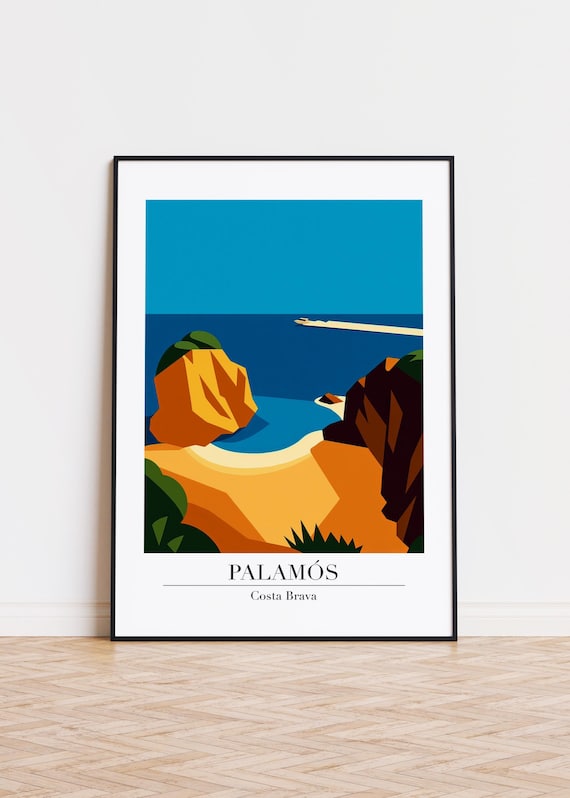 Palamos Costa Brava Golden Cliffs Modern Seaside Travel Poster
