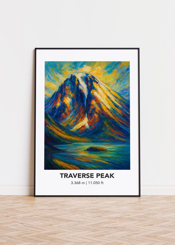 Traverse Peak Mountain Print Modern Oil Painting Style Art Poster