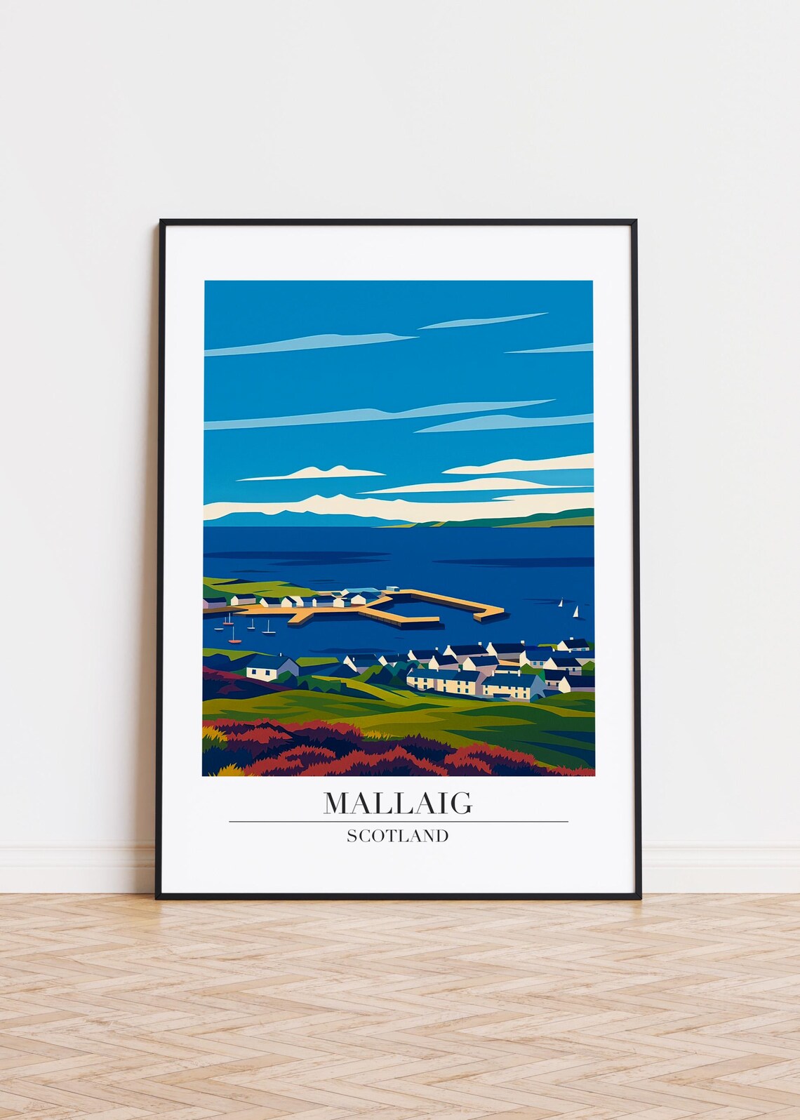Mallaig Scotland Modern City Illustration, Poster