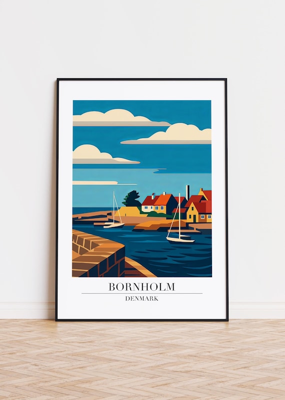 Bornholm Denmark Poster Modern Scandinavian Illustration Art