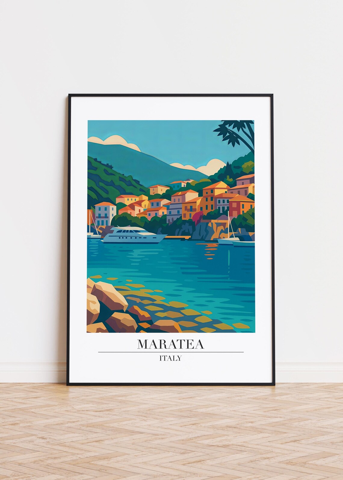 Maratea Italy Modern Travel Poster Print