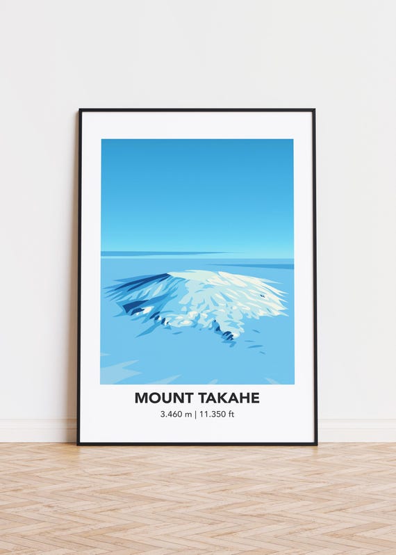 Mount Takahe Art Print Mountain Illustration Modern Wall