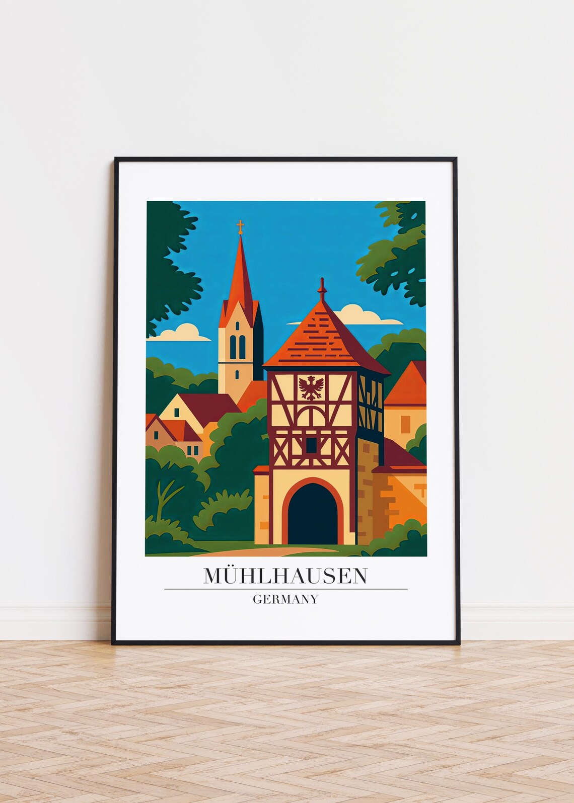 Mühlhausen Germany Historic Gate Tower Church Colorful City Poster