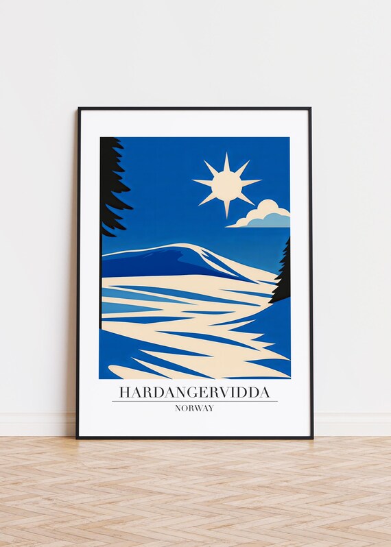 Hardangervidda Norway Snowy Mountain Landscape Under the Sun Art Poster