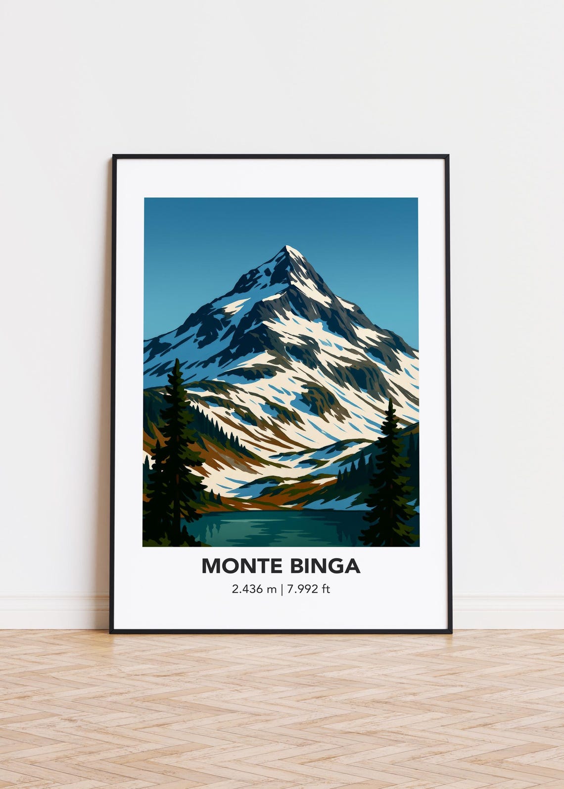 Monte Binga Mountain Print Modern Minimalist Art Poster