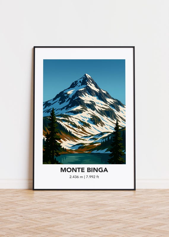 Monte Binga Mountain Print Modern Minimalist Art Poster