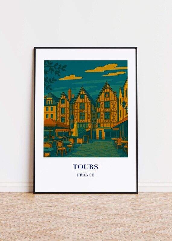 Tours France Poster, City Illustration Travel Art