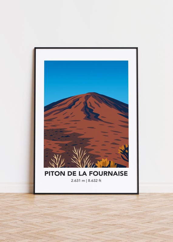 Piton De La Fournaise Poster Minimalist Mountain Art Print