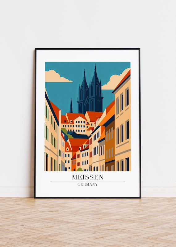 Meissen Germany Cathedral View Modern City Travel Art Poster