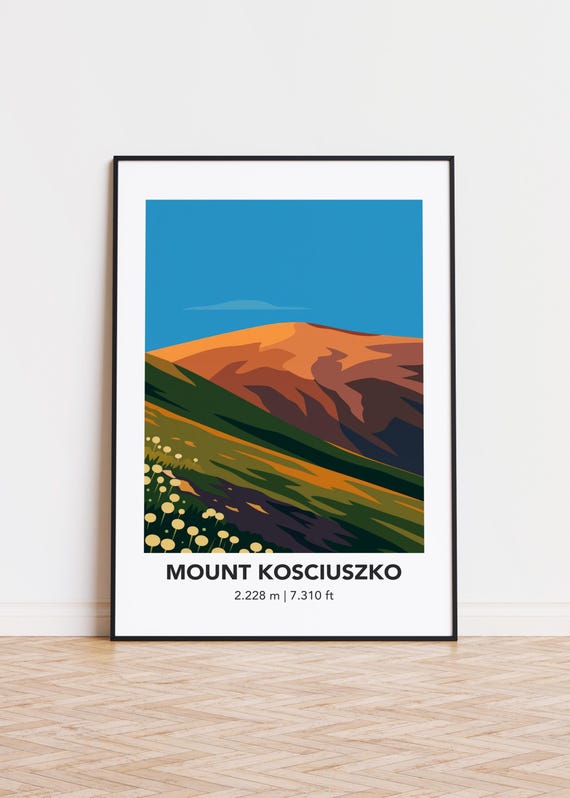 Mount Kosciuszko Print Modern Minimalist Mountain Art Poster