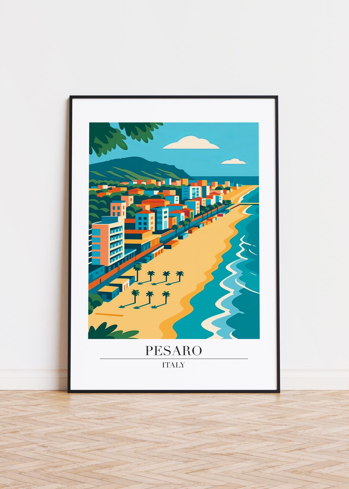 Pesaro Italy Modern City Illustration Poster