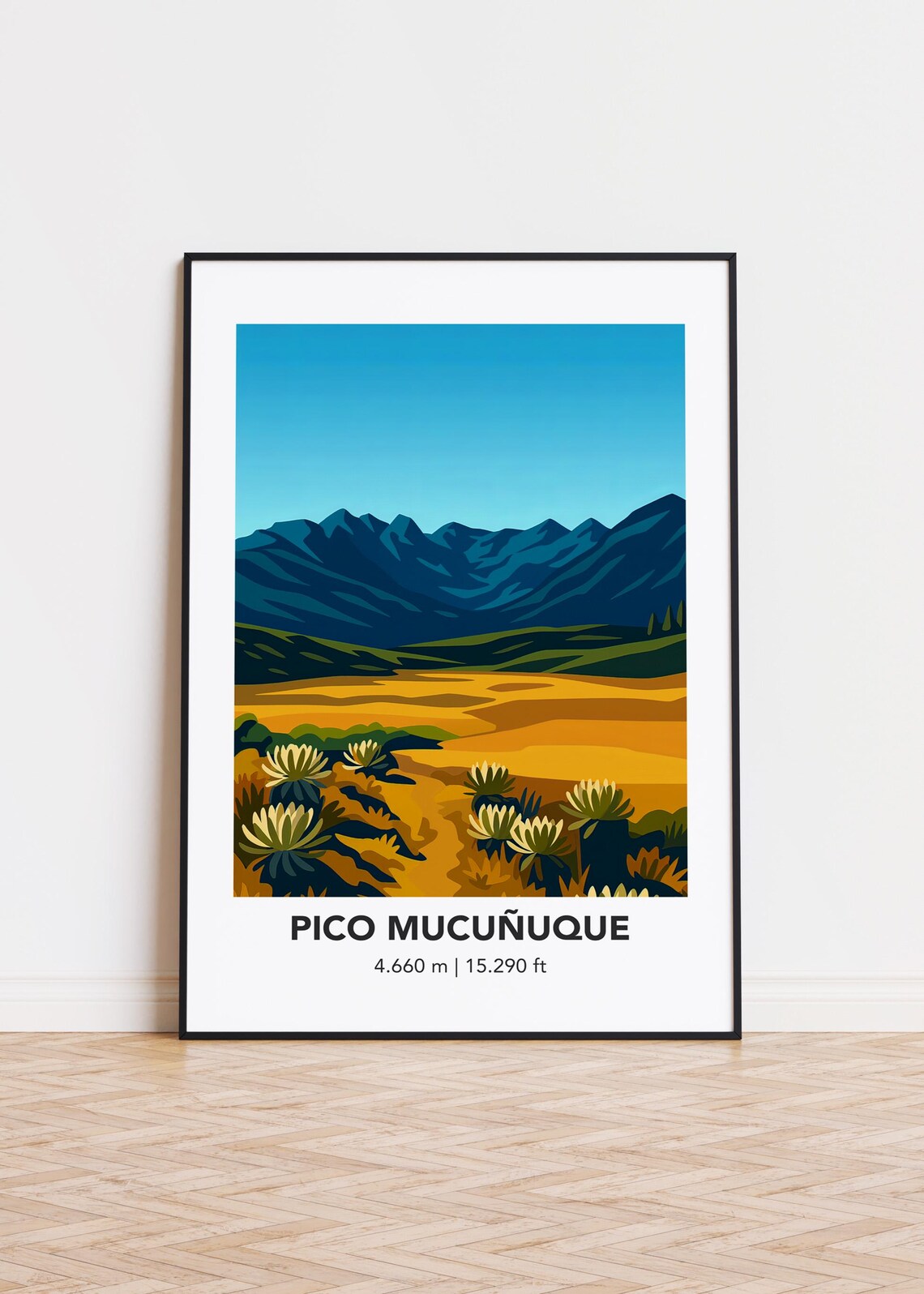 Pico Mucunuque Dark Blue Ridge Golden Highland Plain Peak Poster