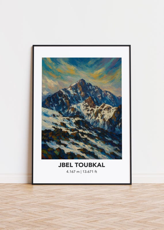 Jbel Toubkal Mountain Print Modern Minimalist Art Poster