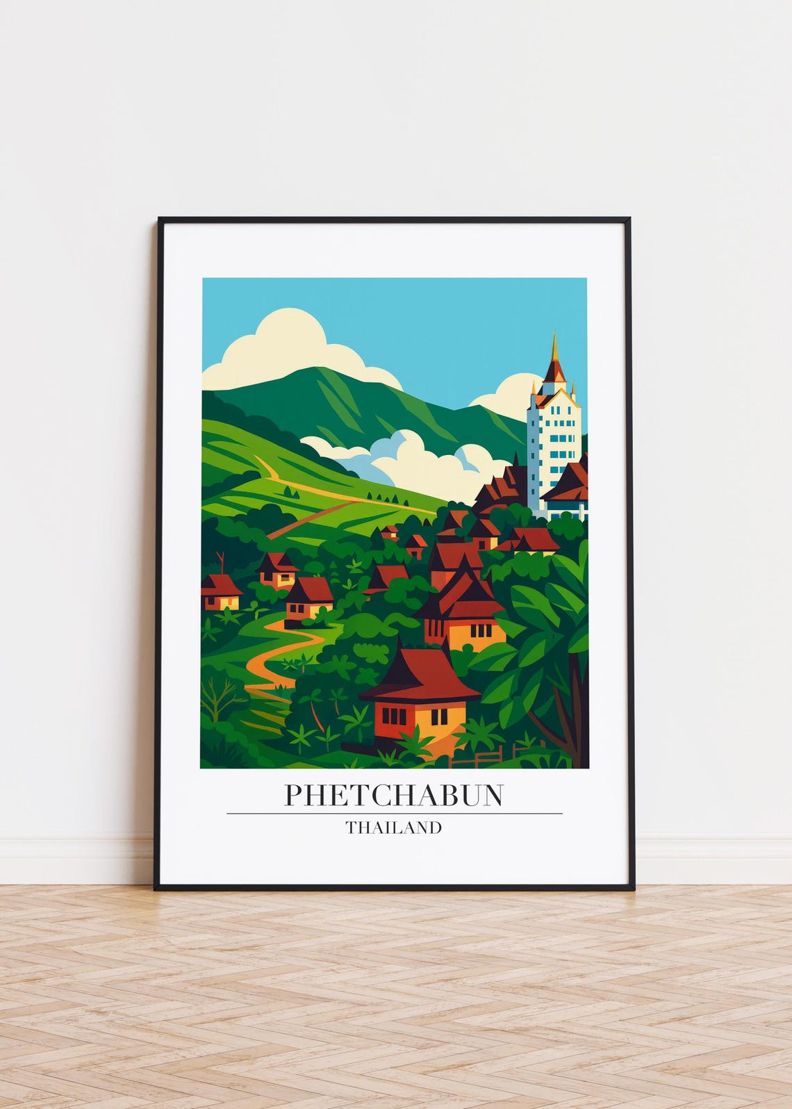 Phetchabun Cityscape Poster Modern Travel Art Print