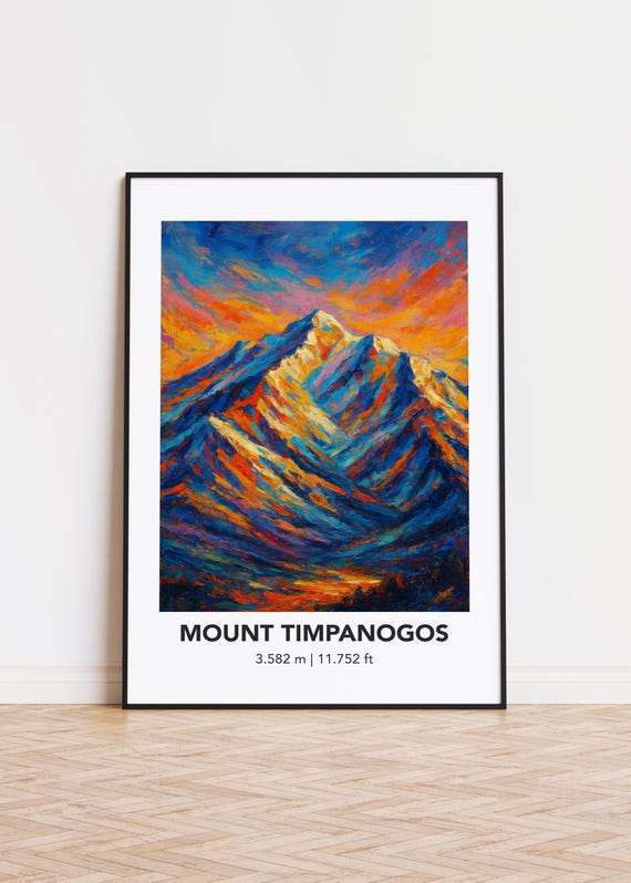Mount Timpanogos Poster Modern Oil Painting Style Mountain Print
