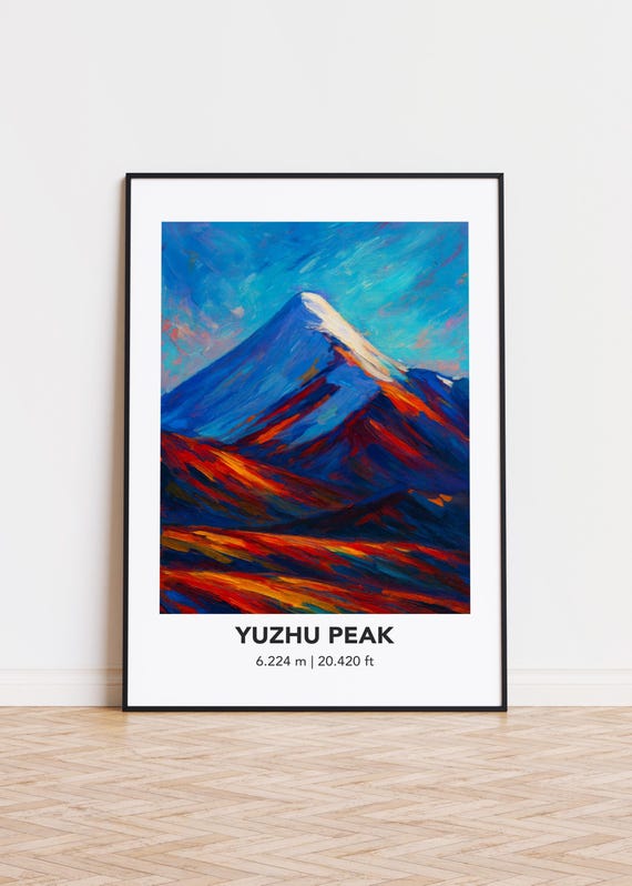 Yuzhu Peak Poster Mountain Print Modern Oil Painting Style Art