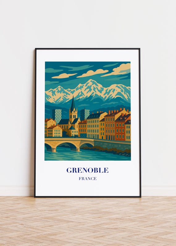 Grenoble France Poster Skyline Art Print