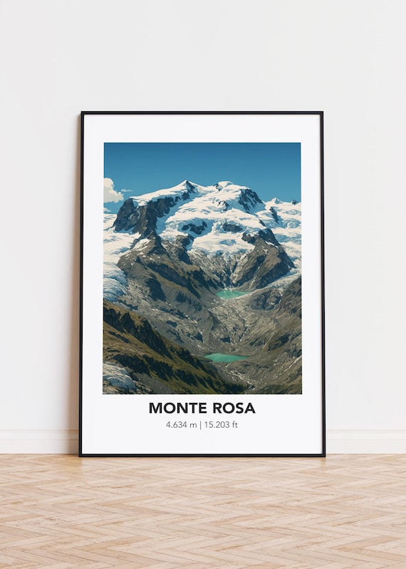 Monte Rosa Poster Mountain Illustration Nature Art