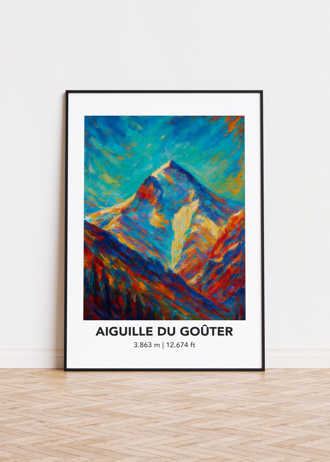 Aiguille du Goûter Alpine Summit Vivid Oil Painting Mountain Poster