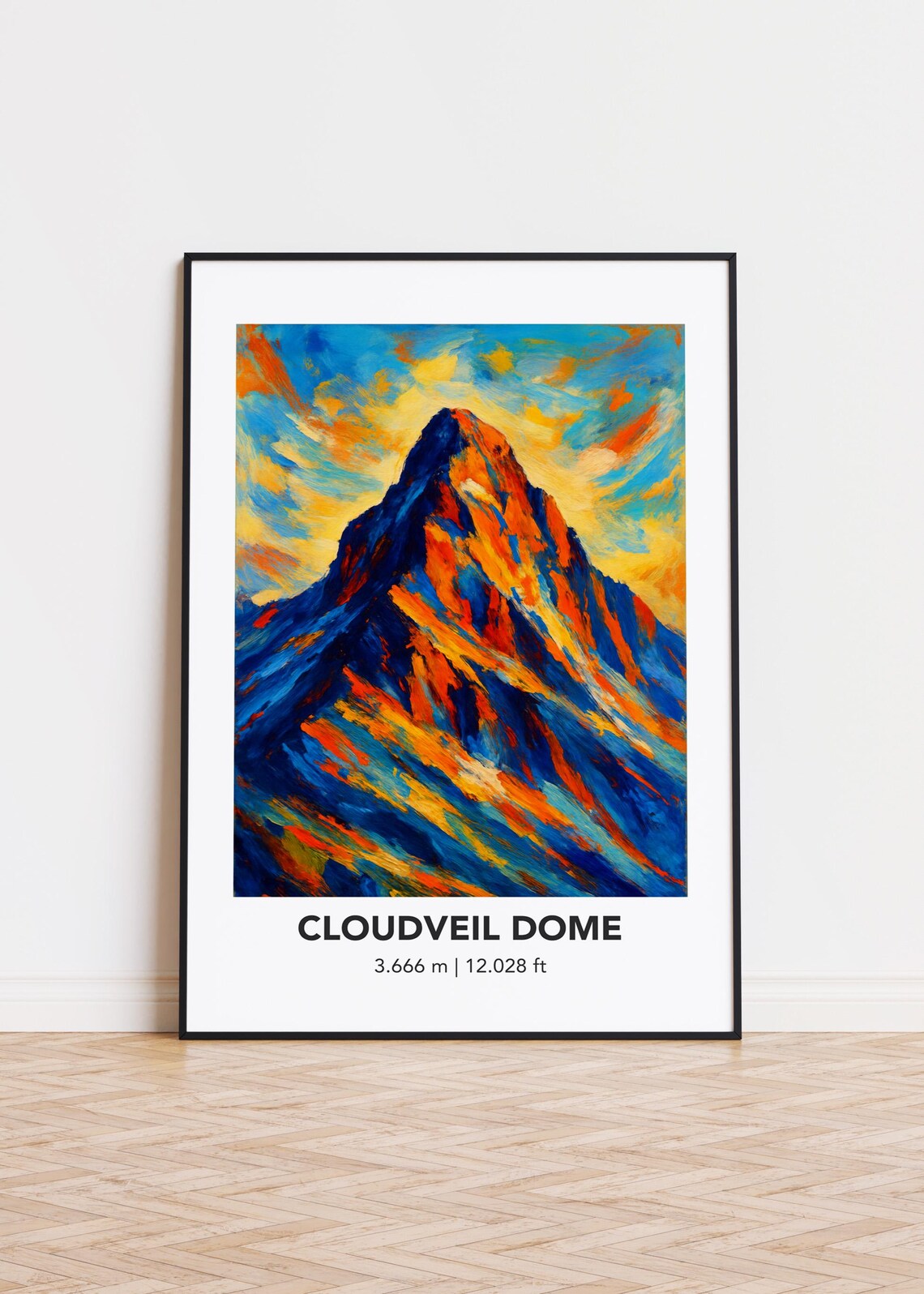 Cloudveil Dome Dramatic Mountain Peak Oil Painting Modern Poster