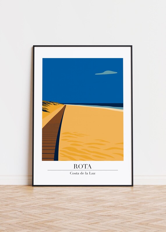 Rota Costa de la Luz Minimal Beach Boardwalk Vintage Travel Poster