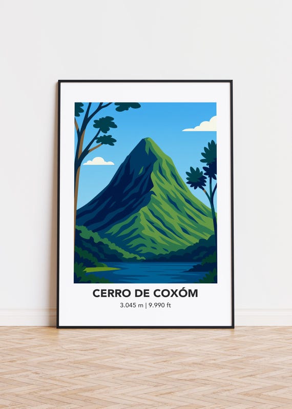 Cerro De Coxm Mountain Art Poster Summit Silhouette Print