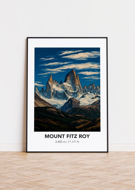 Mount Fitz Roy Poster Semigloss Print For Mountain Lovers