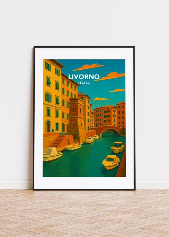 Livorno Italy Poster, Modern City Illustration