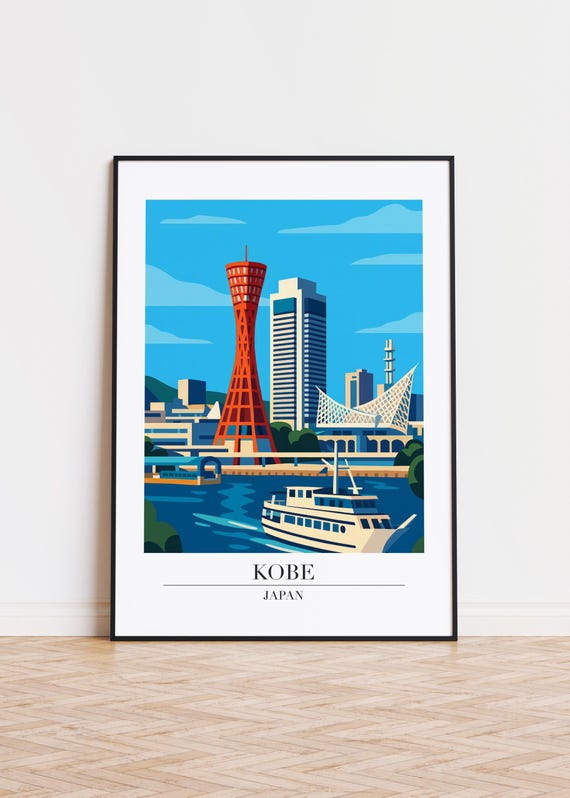 Kobe Cityscape Poster Modern Minimalist Art Print