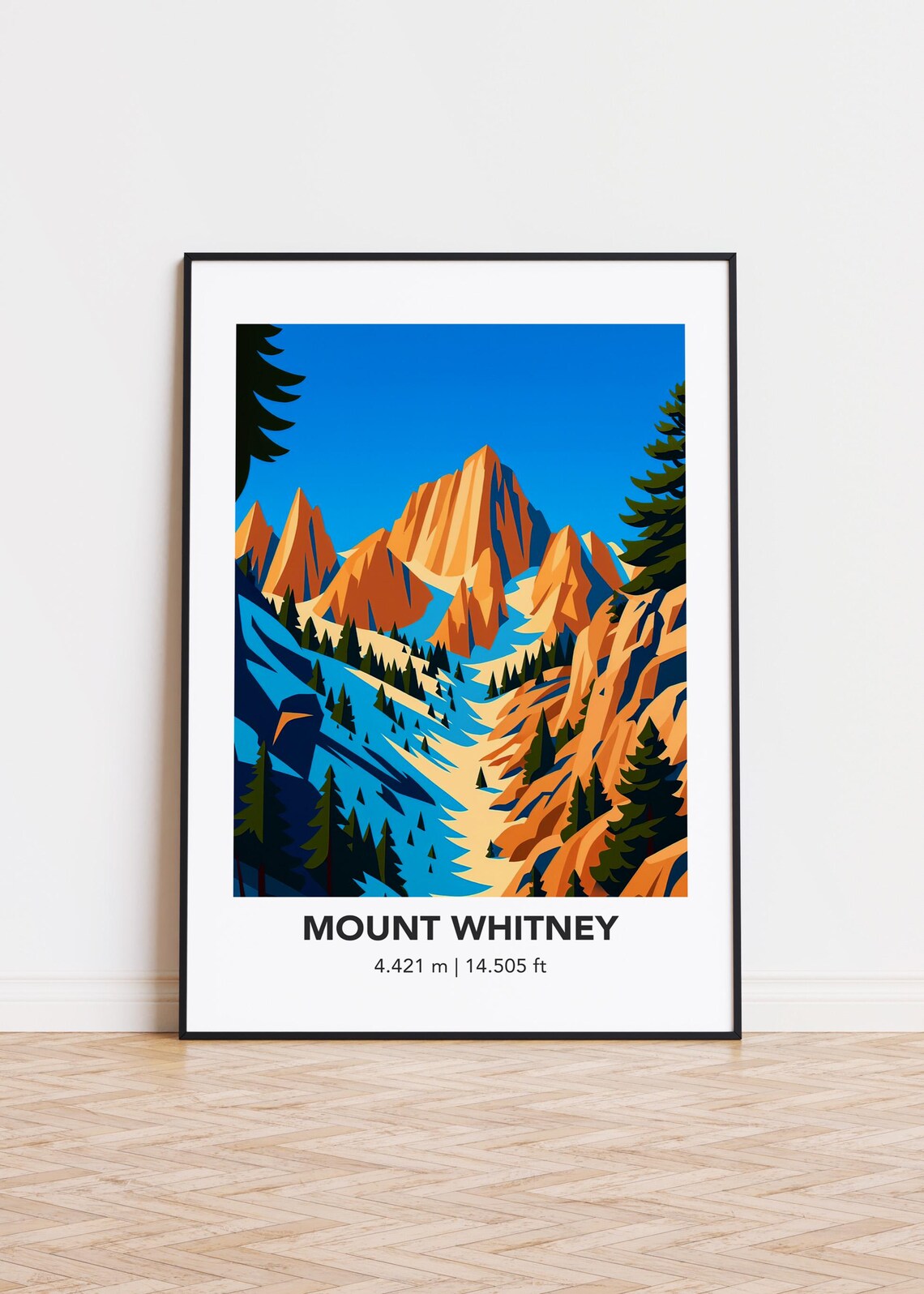 Mount Whitney Minimalist Mountain Illustration Art Print