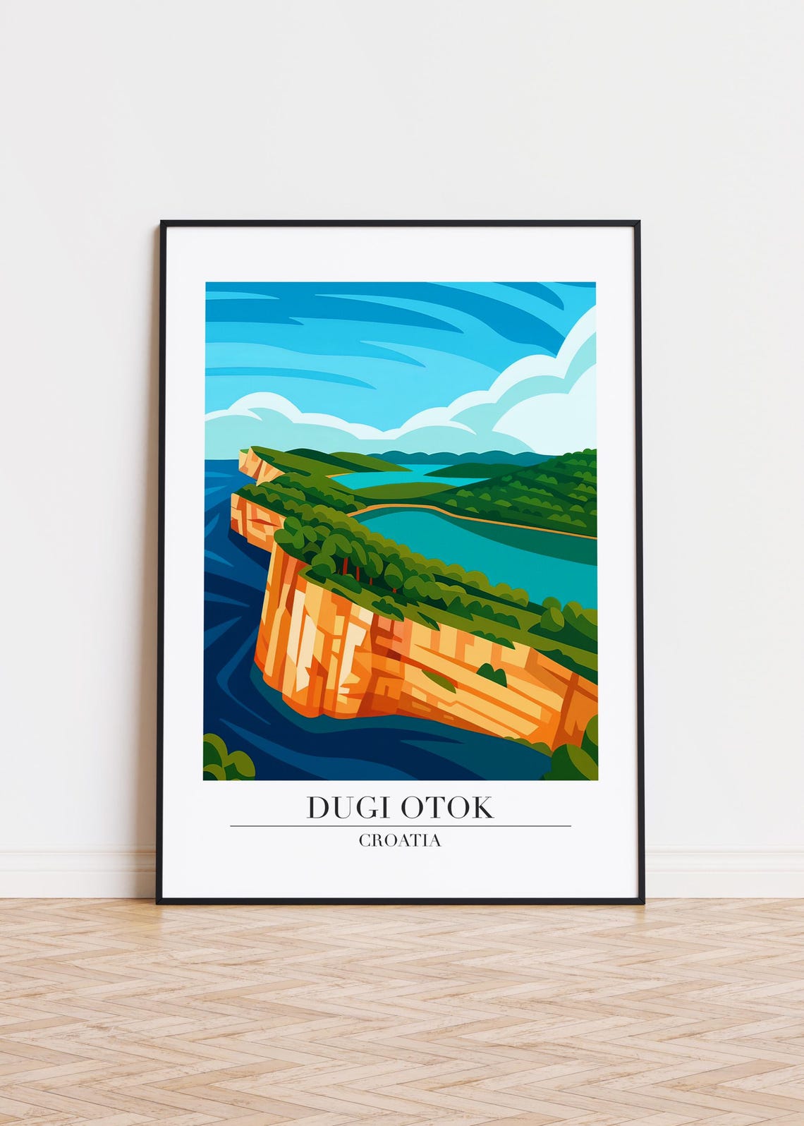 Dugi Otok Croatia Dramatic Cliffs Turquoise Sea Travel Art Poster