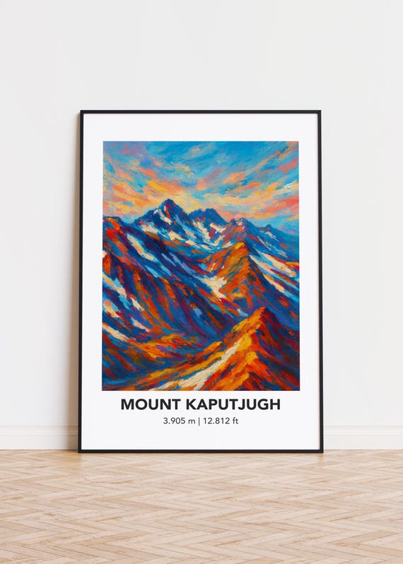 Mount Kaputjugh Poster Mountain Print Modern Oil Painting Style Art