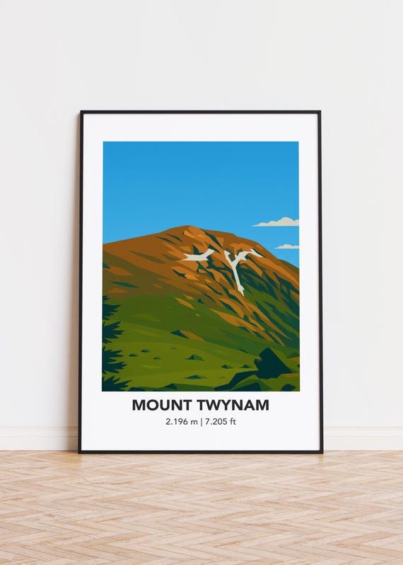 Mount Twynam Print Modern Minimalist Mountain Art Poster