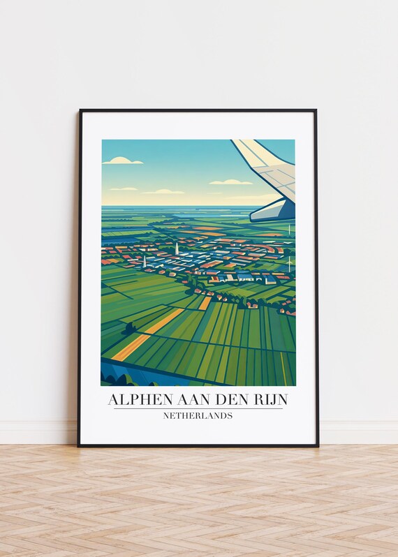 Alphen aan den Rijn Travel Poster Aerial Fields Netherlands Decor