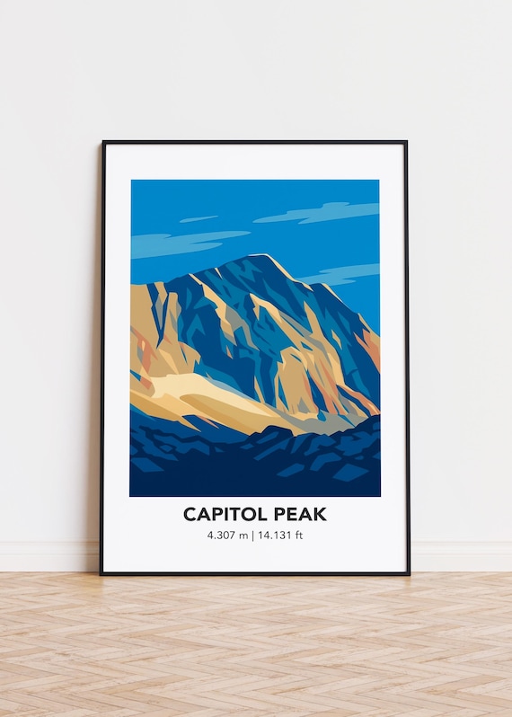 Capitol Peak Illustration Art Print Modern Mountain Poster