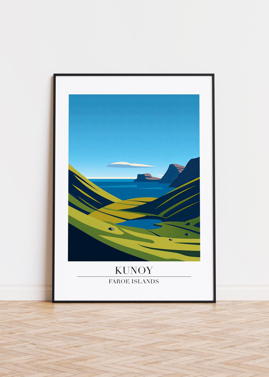 Kunoy Faroe Islands Poster Minimalist Travel Art Print