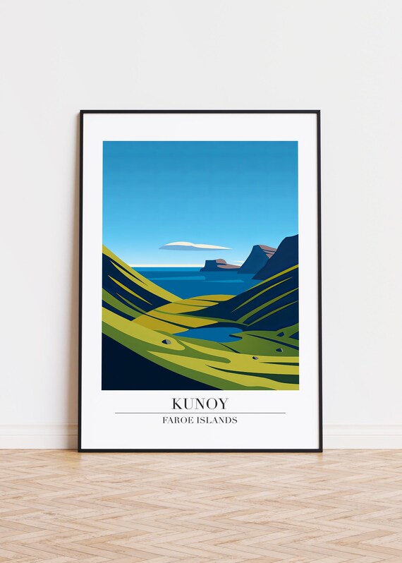 Kunoy Faroe Islands Poster Minimalist Travel Art Print