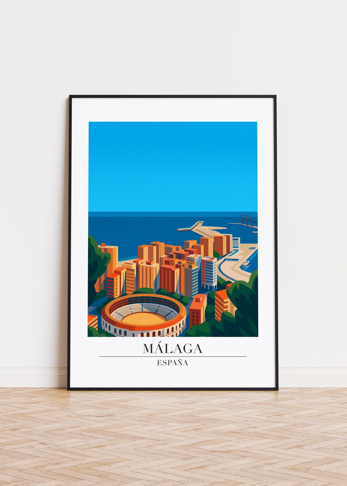 Malaga Spain Bullring Harbor City Costa del Sol Travel Wall Art