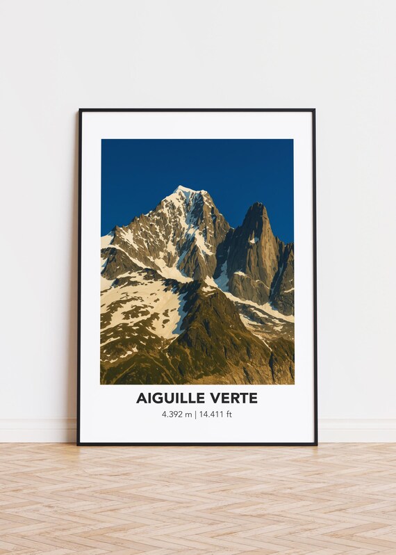 Aiguille Verte French Alps Rocky Snow Peak Classic Mountain Poster