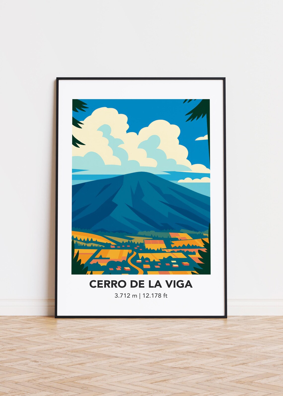 Cerro De La Viga Mountain Poster, Modern Silhouette