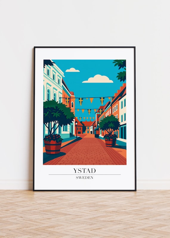 Ystad Sweden Poster Modern City Illustration Art