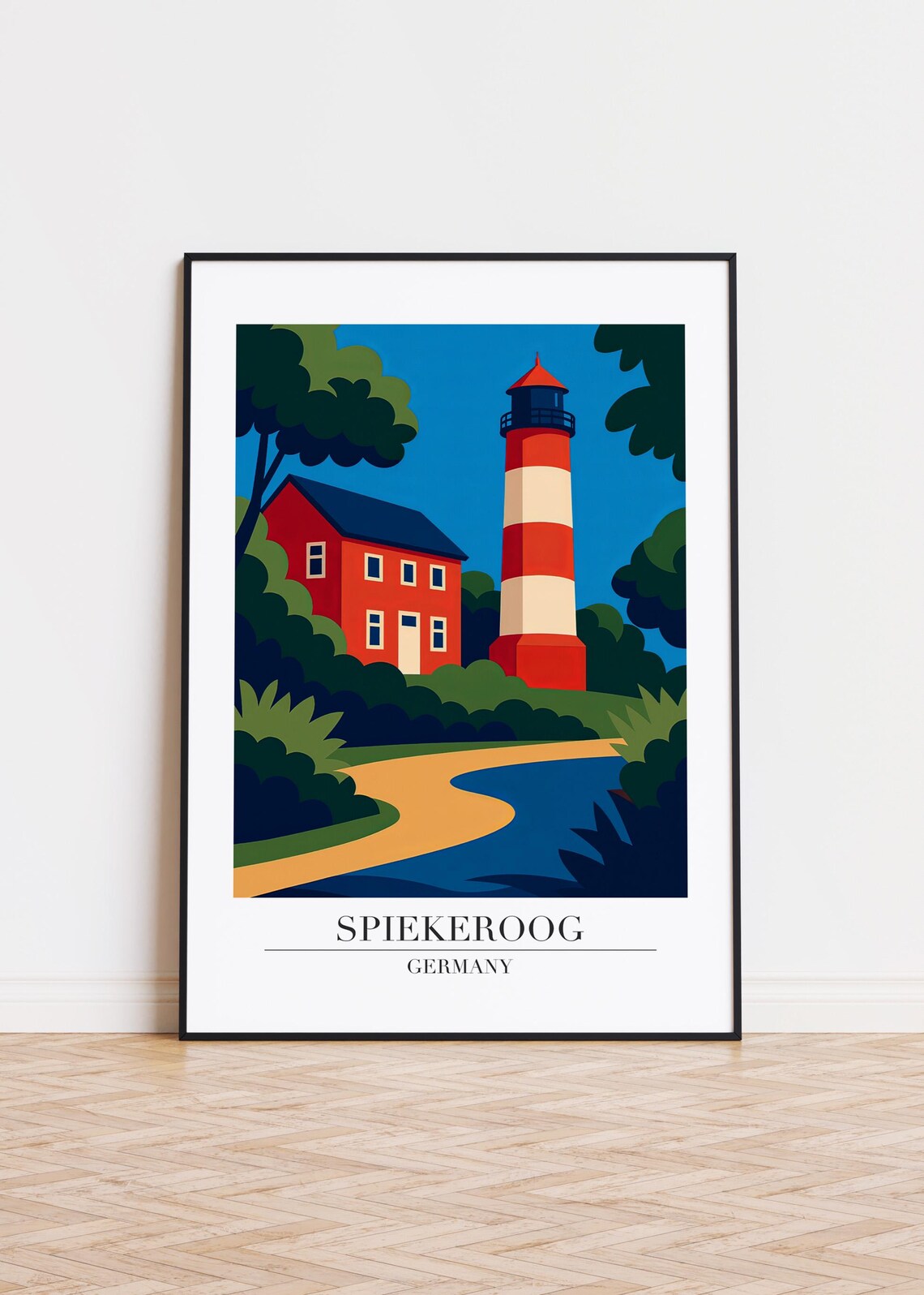 Spiekeroog Island Germany Lighthouse Coastal Retro Travel Poster