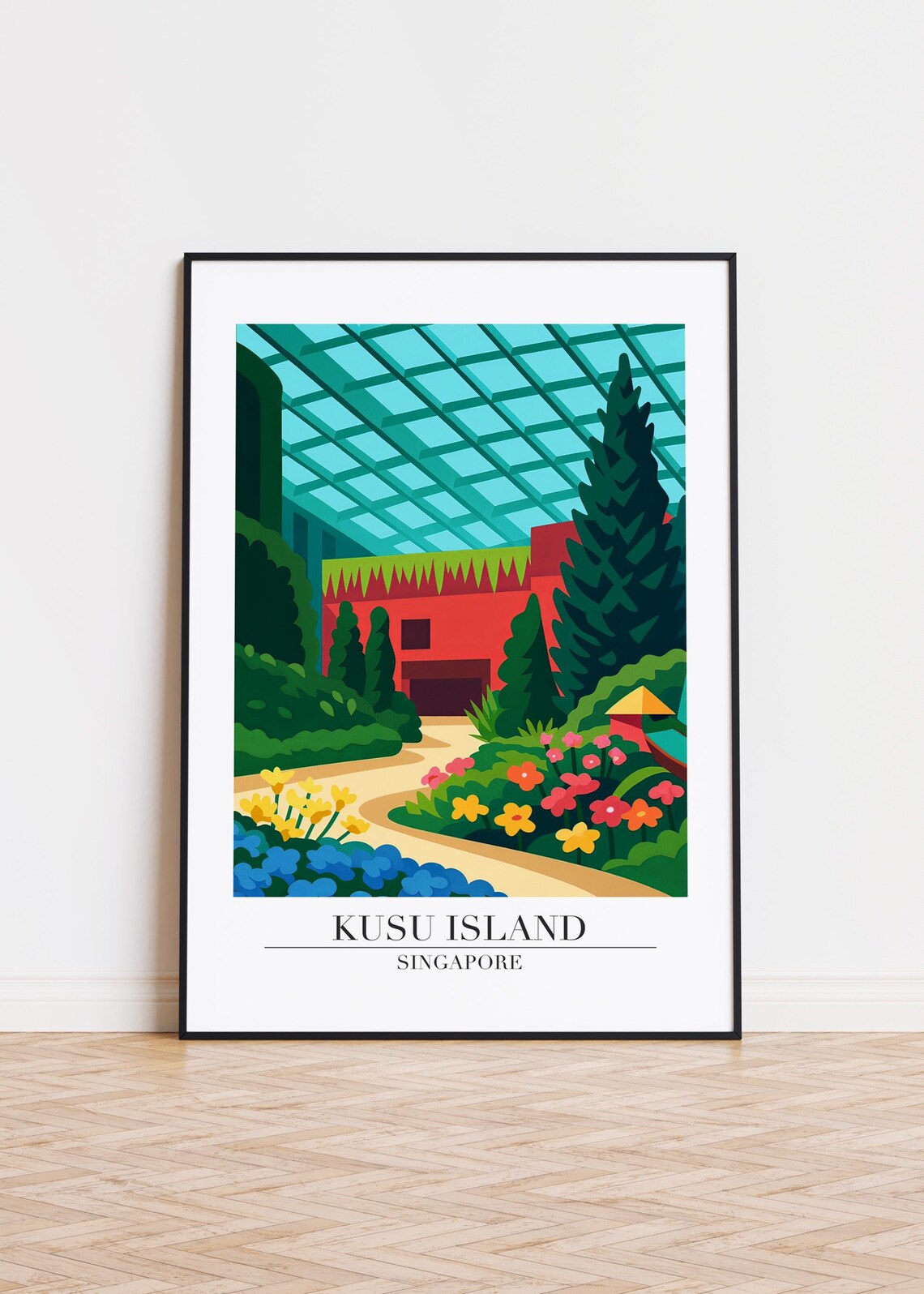 Kusu Island Singapore Travel Poster