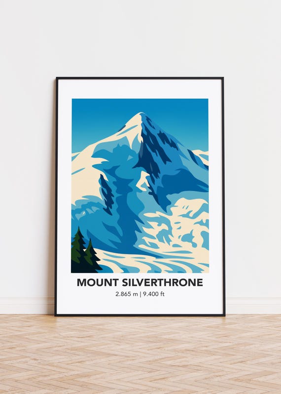Mount Silverthrone Print Modern Minimalist Mountain Art Poster