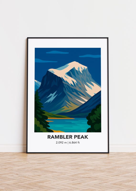 Rambler Peak Mountain Print Modern Minimalist Art Poster