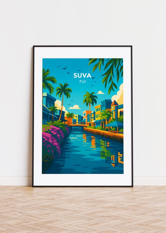 Suva Fiji Poster Modern City Illustration